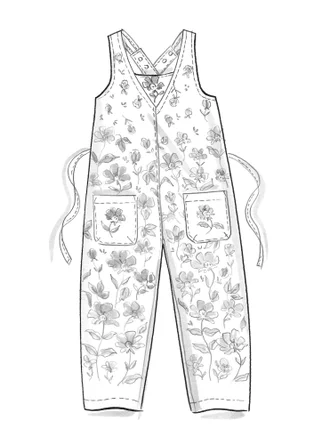 “Gardener” organic cotton/linen dungarees - light sand/patterned