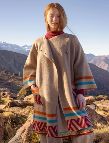 Manteau "Horizon" en maille de laine biologique feutrée - avoine