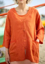 Woven jacket in linen - grapefruit