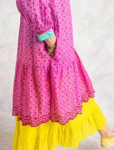 Vevd kjole «Lilly» i økologisk bomull - villrose
