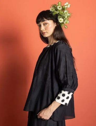 Blouse in cotton/silk - black