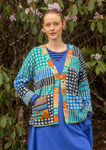 Strickjacke „Bhutan“ aus Bio-/Recycling-Baumwolle - türkis