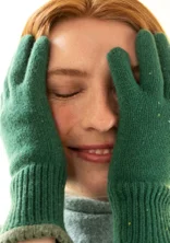 Lambswool gloves - light bottle green/neps