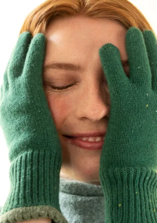 Fingerhandschuhe aus Lammwolle - hellflaschengrün-genoppt