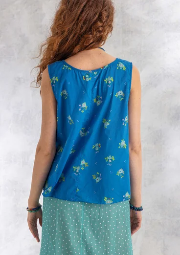 Ärmellose Bluse „Fleur“ aus Bio-Baumwolle - mittelmeerblau