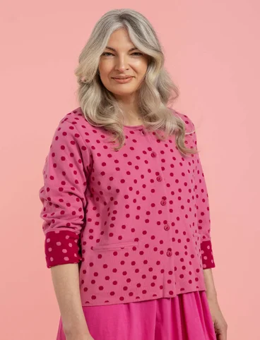 Dotted cardigan in organic cotton - peony