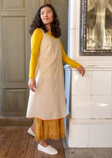 Robe tissée « Shimla » en coton biologique/lin - lait d'amande/motif