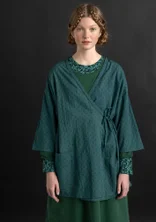 Kimono tissé en tissu ratière de coton biologique - vert opale