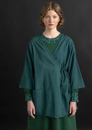 Woven kimono in organic cotton dobby - opal green