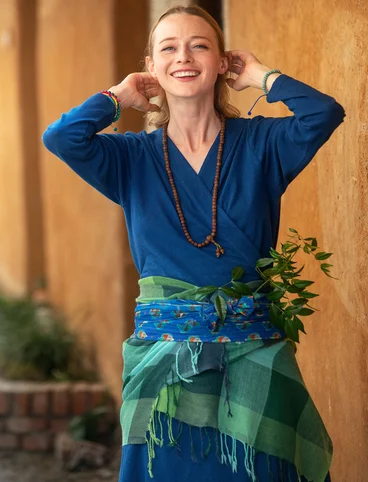 Tricot jurk van biologisch katoen/linnen - indigoblauw