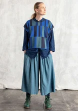 “Rut” knit vest in organic/recycled cotton - indigo blue/check