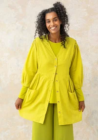 Woven organic cotton smock blouse - lime green