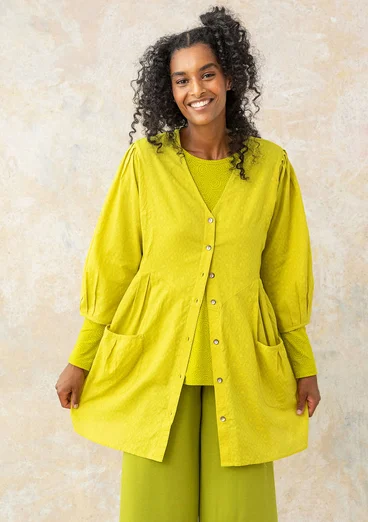 Woven artist’s blouse in organic cotton - lime green