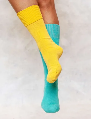 Solid-colour organic cotton knee-highs - meadow stream