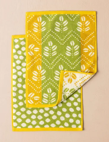 “Leafy” pack of 2 organic cotton guest towels - kiwi