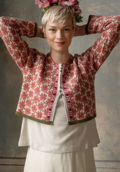 “Anemone” cardigan in organic wool - dark lily