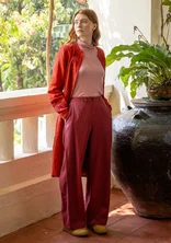 “Agatha” woven pants in organic cotton - beetroot
