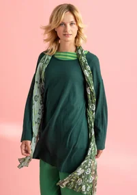 Organic/recycled cotton knitted tunic - rainforest green