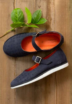 “Earth” nubuck strap shoes - ink blue