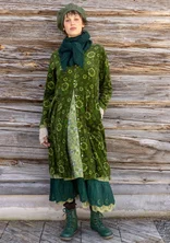 “Nootka” organic cotton/recycled polyester velour dress - forest green/patterned