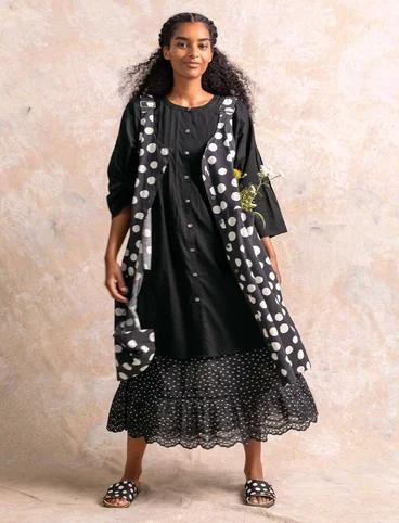 Robe balalaïka "Amber" en tissu de coton biologique/lin - noir/motif