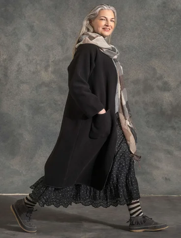 Langer Mantel aus Wollgemisch - schwarz