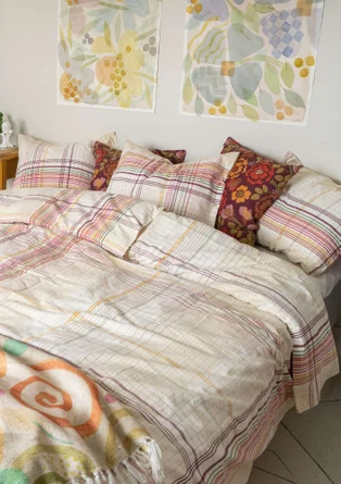 “Rainbow” organic cotton duvet cover - elderflower