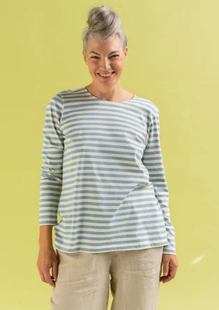 Essential striped sweater in organic cotton - pigeon blue/ecru