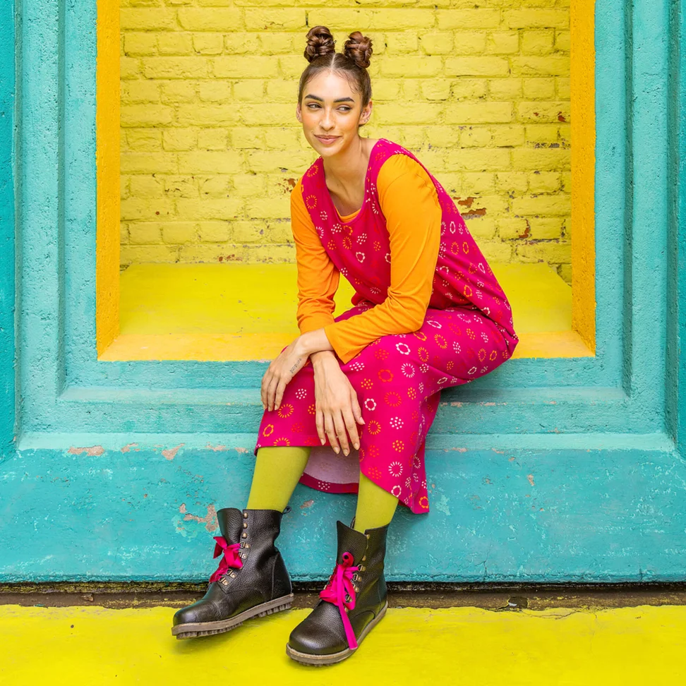 “Sparkle” jersey dress in organic cotton - cerise