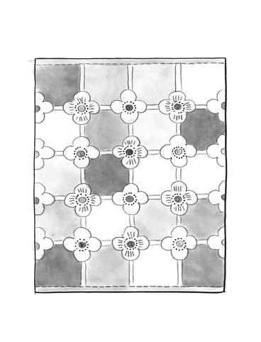  Jacquardkudottu matto ”Tiles” ekopuuvillaa - pihlaja