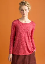 “Helga” lyocell/elastane jersey top - coral/patterned