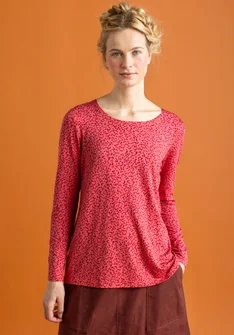 “Helga” jersey top in lyocell/spandex - coral/patterned