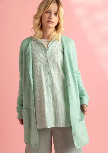 Long cardigan in wool/cotton/alpaca - peppermint