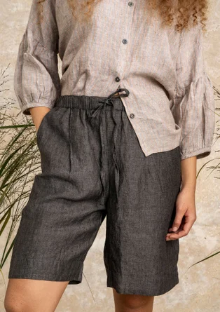 Linen blouse - light warm grey/striped