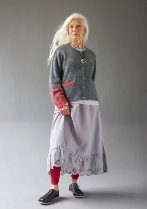 “Stripe” cardigan in an alpaca blend - graphite