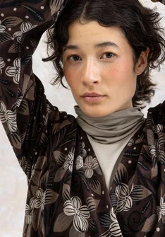 “Cornus” velour cardigan in organic cotton/recycled polyester - dark chokolate