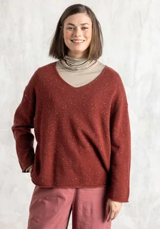 Nubby sweater in a lambswool blend - red curry/melange