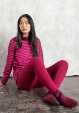 Jersey leggings in organic ribbed cotton - red cabbage