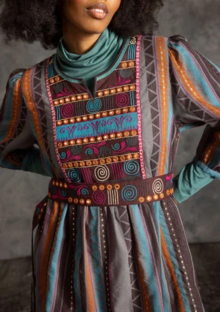 “Jaipur” woven dress in wool/cotton - aubergine