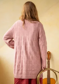 “Capella” long cardigan in lambswool - ash pink/melange