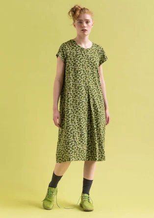 “Jane” organic cotton/elastane jersey dress - moss green/patterned