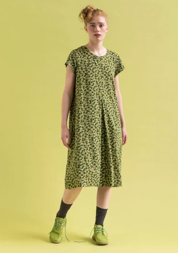 Robe "Jane" en jersey de coton biologique/élasthanne - vert mousse/motif