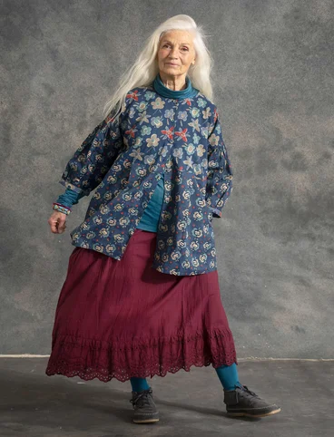 Vevd bluse «Sunita» i økologisk bomull - indigo