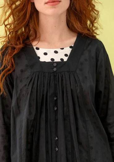 Blouse d’artiste "Agnes" en coton biologique tissé - noir