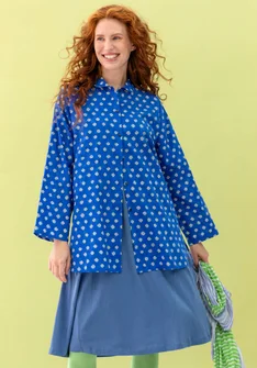 Geweven overhemdblouse "Millie" van biologisch katoen - briljantblauw