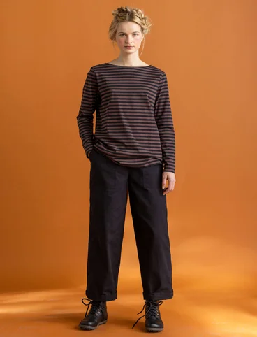 Essential striped top in organic cotton - black/french roast