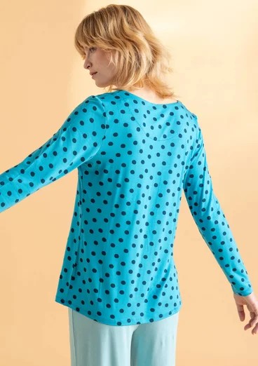 “Pearl” lyocell/elastane jersey top - lagoon blue/patterned