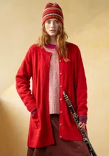 “Capella” long cardigan in lambswool - tomato/melange