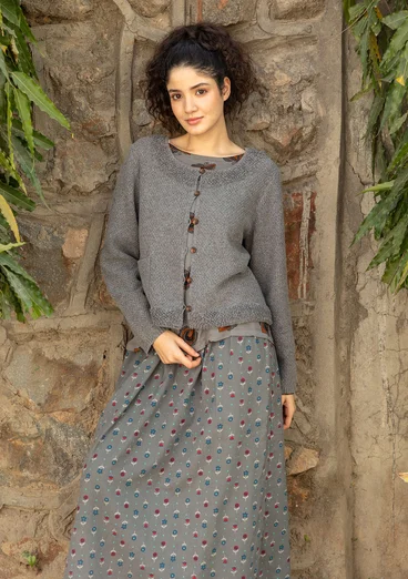 “Mossfire” cardigan in a lambswool blend - graphite/melange