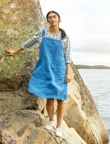 Geweven jurk "Vinga" van linnen - vlasblauw